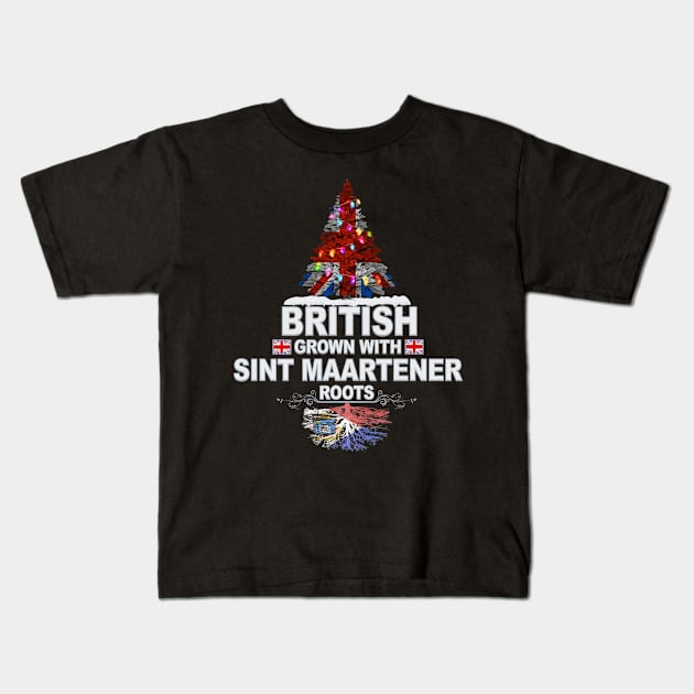 British Grown With Sint Maartener Roots - Gift for Sint Maartener With Roots From Sint Maarten Kids T-Shirt by Country Flags